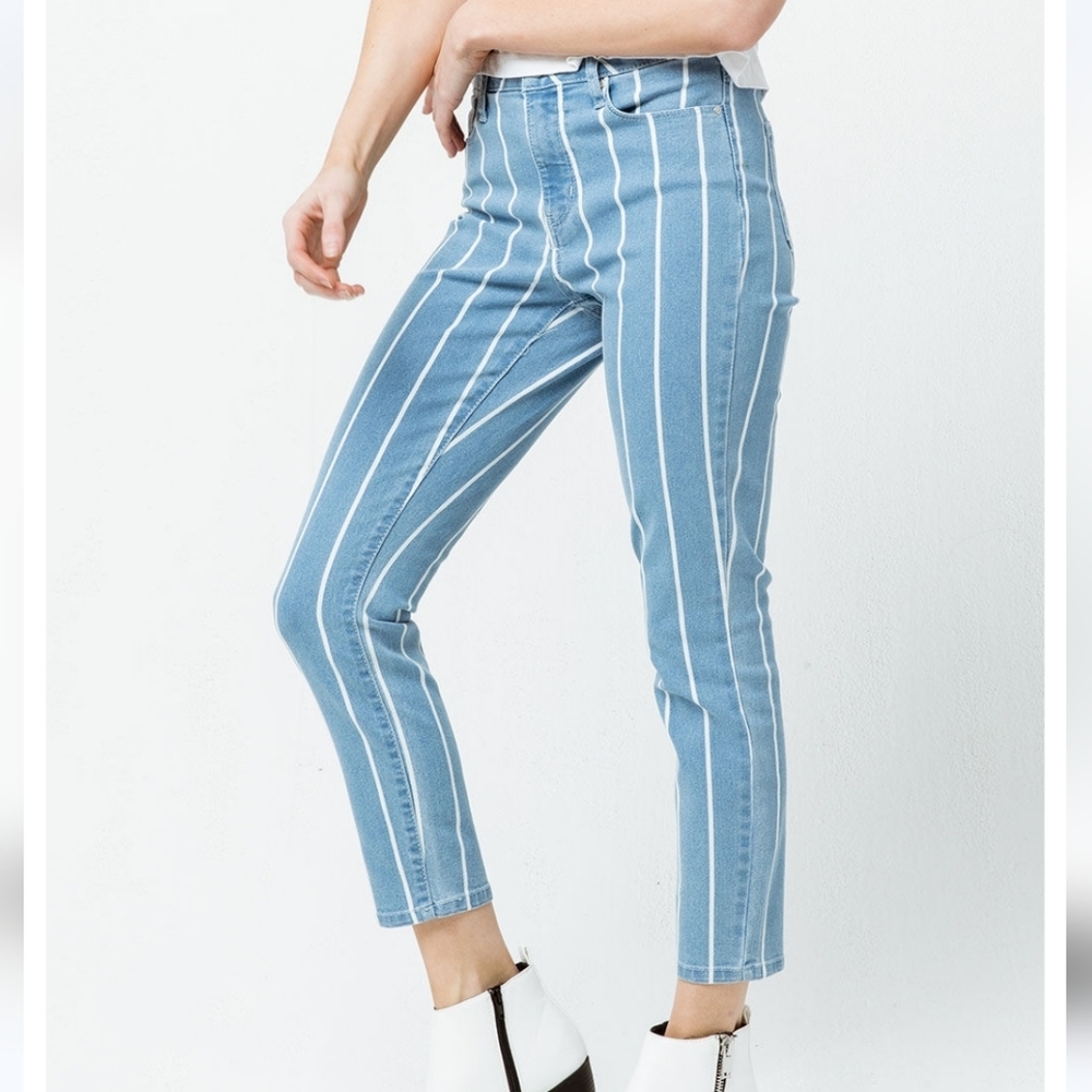 RSQ Striped Jeans Cali High Rise Sz 0/24 NWOT‎